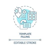 Template filling soft blue concept icon. Prompt engineering technique. Interact with AI models. Round shape line illustration. Abstract idea. Graphic design. Easy to use in article vector