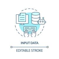 Input data soft blue concept icon. Key element of prompt. Specific information for chatbot. Data entry. Round shape line illustration. Abstract idea. Graphic design. Easy to use in article vector