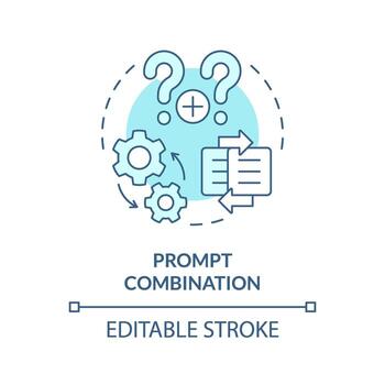 Prompt combination soft blue concept icon. Merge two prompts into one. Complex instruction for chatbot. Round shape line illustration. Abstract idea. Graphic design. Easy to use in article vector