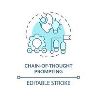 Chain-of-thought prompting soft blue concept icon. Prompt engineering technique. Step by step explanation. Round shape line illustration. Abstract idea. Graphic design. Easy to use in article vector