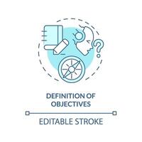 Definition of objectives soft blue concept icon. Prompt engineering. Precise goals. Effective instruction. Round shape line illustration. Abstract idea. Graphic design. Easy to use in article vector