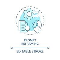Prompt reframing soft blue concept icon. Prompt engineering technique. Rephrase and change instruction. Round shape line illustration. Abstract idea. Graphic design. Easy to use in article vector