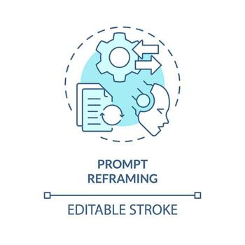 Prompt reframing soft blue concept icon. Prompt engineering technique. Rephrase and change instruction. Round shape line illustration. Abstract idea. Graphic design. Easy to use in article vector