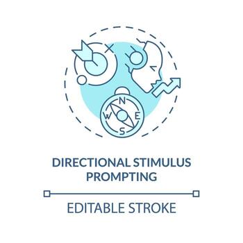 Directional stimulus prompting soft blue concept icon. Prompt engineering technique. Guiding AI. Round shape line illustration. Abstract idea. Graphic design. Easy to use in article vector