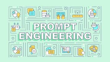 Prompt engineering green word concept. Instruction for ai model. Typography banner. Flat design. Vector illustration with title text, editable line icons. Ready to use