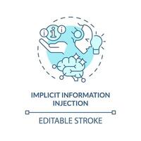 Implicit information injection soft blue concept icon. Prompt engineering technique. Make suggestion. Round shape line illustration. Abstract idea. Graphic design. Easy to use in article vector