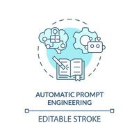 Automatic prompt engineering soft blue concept icon. Prompt optimization. Algorithm and heuristics. Round shape line illustration. Abstract idea. Graphic design. Easy to use in article vector