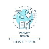 Prompt design soft blue concept icon. Prompt engineering. Precise instruction. Clear questions. Round shape line illustration. Abstract idea. Graphic design. Easy to use in article vector