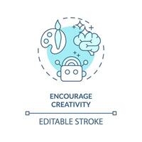 Encourage creativity soft blue concept icon. Prompt engineering tips. Creative writing. Unique responses. Round shape line illustration. Abstract idea. Graphic design. Easy to use in article vector