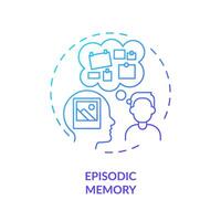 Episodic memory, adhd blue gradient concept icon. Brain processing issues. Round shape line illustration. Abstract idea. Graphic design. Easy to use in infographic, presentation, brochure, booklet vector