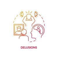 Delusion mental illness red gradient concept icon. Cognitive disorder. Round shape line illustration. Abstract idea. Graphic design. Easy to use in infographic, presentation, brochure, booklet vector