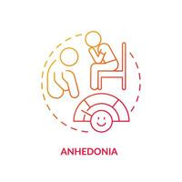 Anhedonia red gradient concept icon. Personality disorder. Psychiatry condition. Round shape line illustration. Abstract idea. Graphic design. Easy to use in infographic, presentation, brochure vector