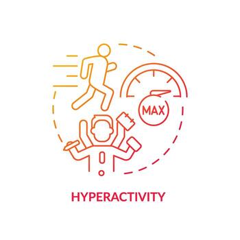Hyperactivity, focus issues red gradient concept icon. Cognitive development. Round shape line illustration. Abstract idea. Graphic design. Easy to use in infographic, presentation, brochure, booklet vector