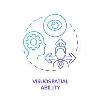 Visuospatial ability blue gradient concept icon. Executive function, perception. Round shape line illustration. Abstract idea. Graphic design. Easy to use in infographic, presentation, brochure vector