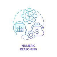 Numeric reasoning blue gradient concept icon. Mathematical intelligence. Round shape line illustration. Abstract idea. Graphic design. Easy to use in infographic, presentation, brochure, booklet vector