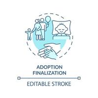 Adoption finalization soft blue concept icon. Becoming parents. Happy family united. Getting parental rights. Round shape line illustration. Abstract idea. Graphic design. Easy to use vector