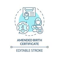 Amended birth certificate soft blue concept icon. Changing information of adopted child. Adoption procedure. Round shape line illustration. Abstract idea. Graphic design. Easy to use vector