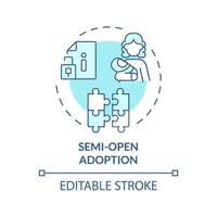 Semi open adoption soft blue concept icon. Limited contact with biological parent. Identity protection. Child custody. Round shape line illustration. Abstract idea. Graphic design. Easy to use vector