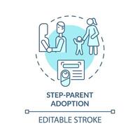 Step parent adoption soft blue concept icon. Step child custody. Adoption legal process. Official certificate. Round shape line illustration. Abstract idea. Graphic design. Easy to use vector