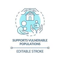 Support vulnerable populations soft blue concept icon. Loving parent and child. Adoption benefits. Child welfare. Round shape line illustration. Abstract idea. Graphic design. Easy to use vector