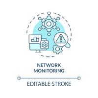 Network monitoring multi color concept icon. Assessment management, detection. Digital tracking, connection control. Round shape line illustration. Abstract idea. Graphic design. Easy to use vector