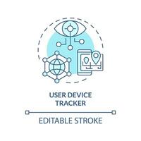 Digital tracking soft blue concept icon. Device management, security protocols. Vulnerability assessment, cybersecurity. Round shape line illustration. Abstract idea. Graphic design. Easy to use vector