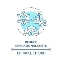 Operational costs reduce soft blue concept icon. Management process optimization. Resource consumption reduction. Round shape line illustration. Abstract idea. Graphic design. Easy to use vector