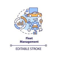 Fleet management multi color concept icon. Vehicle maintenance. Operational efficiency. Round shape line illustration. Abstract idea. Graphic design. Easy to use in infographic, presentation vector