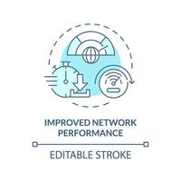 Network performance soft blue concept icon. Internet connection monitoring. Log analyzing, process improvement. Round shape line illustration. Abstract idea. Graphic design. Easy to use vector