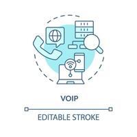 voip voz reconocimiento suave azul concepto icono. negocio comunicación, voz llamadas red arquitectura, mensaje de voz. redondo forma línea ilustración. resumen idea. gráfico diseño. fácil a utilizar vector