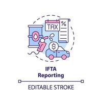 IFTA reporting multi color concept icon. Fuel taxes, consumption regulation. Operational expenses reduce. Round shape line illustration. Abstract idea. Graphic design. Easy to use in infographic vector