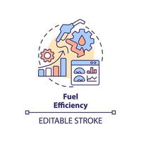 combustible eficiencia multi color concepto icono. flota gestión, costo ahorro. negocio rentabilidad. redondo forma línea ilustración. resumen idea. gráfico diseño. fácil a utilizar en infografía, presentación vector