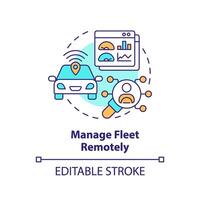 Remote fleet manage multi color concept icon. Vehicle tracking, efficiency control. Round shape line illustration. Abstract idea. Graphic design. Easy to use in infographic, presentation vector