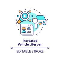 Vehicle increased lifespan multi color concept icon. Fleet management, car maintenance. Round shape line illustration. Abstract idea. Graphic design. Easy to use in infographic, presentation vector