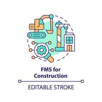 fms para construcción multi color concepto icono. pesado maquinaria, equipo gestión. redondo forma línea ilustración. resumen idea. gráfico diseño. fácil a utilizar en infografía, presentación vector