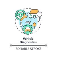 vehículo diagnósticos multi color concepto icono. coche flota gestión. inventario control. redondo forma línea ilustración. resumen idea. gráfico diseño. fácil a utilizar en infografía, presentación vector