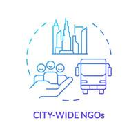 City wide NGOs blue gradient concept icon. Non governmental organization. Urban planning. Public transport. Round shape line illustration. Abstract idea. Graphic design. Easy to use in article vector