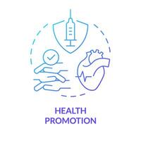 Health promotion blue gradient concept icon. Disease prevention. Public health. Preventive medicine. Role of NGO. Round shape line illustration. Abstract idea. Graphic design. Easy to use in article vector