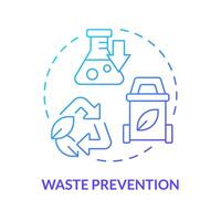 Waste prevention blue gradient concept icon. Ecological damage, environmental impact. Pollution reduce. Round shape line illustration. Abstract idea. Graphic design. Easy to use presentation, article vector