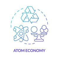 Atom economy blue gradient concept icon. Green chemistry, sustainable synthesis. Energy efficiency. Round shape line illustration. Abstract idea. Graphic design. Easy to use presentation, article vector