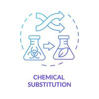 Chemical substitution blue gradient concept icon. Molecular reaction, chemistry. Ecofriendly synthesis, pollution reduce. Round shape line illustration. Abstract idea. Graphic design. Easy to use vector