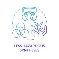 Less hazardous synthesis blue gradient concept icon. Minimal toxicity, eco friendly. Environmental impact. Round shape line illustration. Abstract idea. Graphic design. Easy to use presentation vector