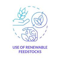 Renewable feedstocks use blue gradient concept icon. Sustainable resources. Regenerative materials. Round shape line illustration. Abstract idea. Graphic design. Easy to use presentation, article vector
