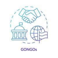 GONGOs blue gradient concept icon. Government organized NGO. State sponsored organizations. Global affairs. Round shape line illustration. Abstract idea. Graphic design. Easy to use in article vector