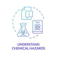 Understand chemical hazards blue gradient concept icon. Laboratory information management. Sample tracking. Round shape line illustration. Abstract idea. Graphic design. Easy to use presentation vector