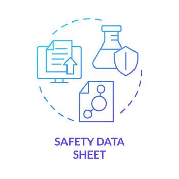 Safety data sheet blue gradient concept icon. Regulatory compliance. Incident prevention. Risk assessment. Round shape line illustration. Abstract idea. Graphic design. Easy to use presentation vector