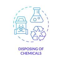 desechando de productos quimicos azul degradado concepto icono. contaminación reducir, ambiental impacto. redondo forma línea ilustración. resumen idea. gráfico diseño. fácil a utilizar presentación, artículo vector