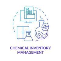 Chemical inventory management blue gradient concept icon. Chemical containers, workplace safety. Round shape line illustration. Abstract idea. Graphic design. Easy to use presentation, article vector