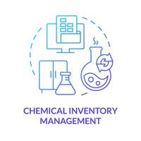 químico inventario administración azul degradado concepto icono. químico contenedores, lugar de trabajo seguridad. redondo forma línea ilustración. resumen idea. gráfico diseño. fácil a utilizar presentación, artículo vector