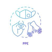 PPE blue gradient concept icon. Personal protective equipment. Risk assessment, industrial hygiene. Round shape line illustration. Abstract idea. Graphic design. Easy to use presentation, article vector